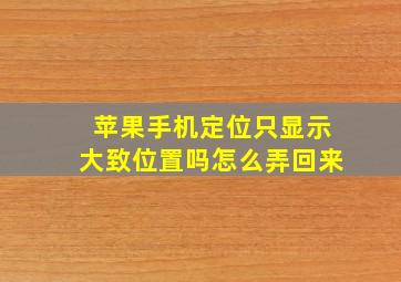 苹果手机定位只显示大致位置吗怎么弄回来