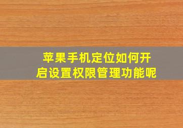 苹果手机定位如何开启设置权限管理功能呢