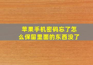 苹果手机密码忘了怎么保留里面的东西没了