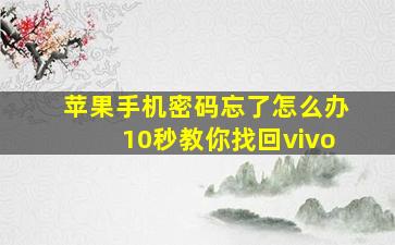 苹果手机密码忘了怎么办10秒教你找回vivo