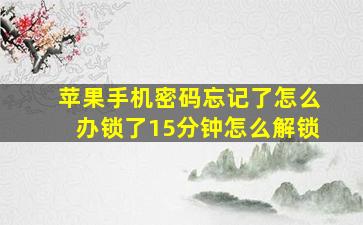 苹果手机密码忘记了怎么办锁了15分钟怎么解锁