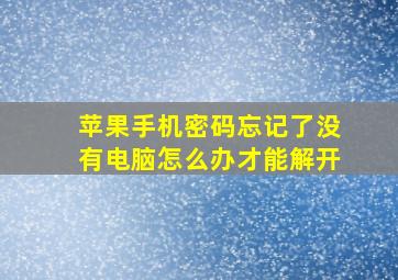 苹果手机密码忘记了没有电脑怎么办才能解开