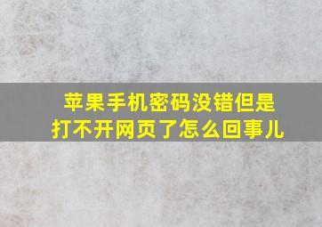 苹果手机密码没错但是打不开网页了怎么回事儿