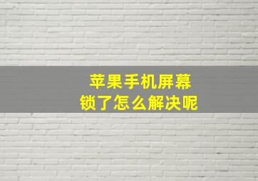 苹果手机屏幕锁了怎么解决呢