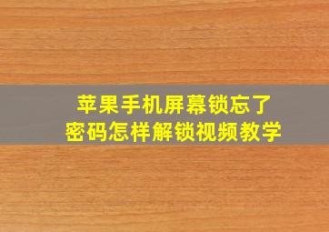 苹果手机屏幕锁忘了密码怎样解锁视频教学