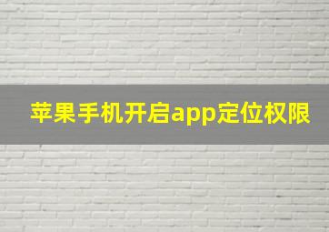 苹果手机开启app定位权限