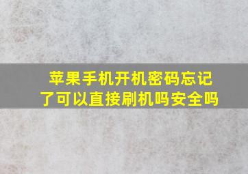 苹果手机开机密码忘记了可以直接刷机吗安全吗