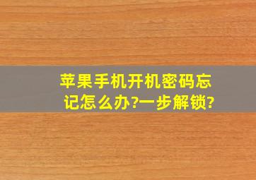 苹果手机开机密码忘记怎么办?一步解锁?