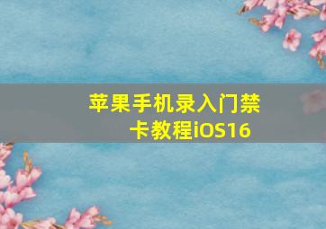 苹果手机录入门禁卡教程iOS16