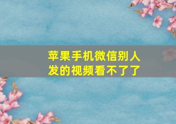 苹果手机微信别人发的视频看不了了