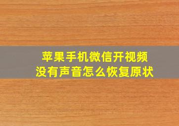 苹果手机微信开视频没有声音怎么恢复原状