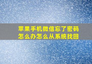 苹果手机微信忘了密码怎么办怎么从系统找回