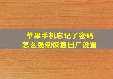 苹果手机忘记了密码怎么强制恢复出厂设置