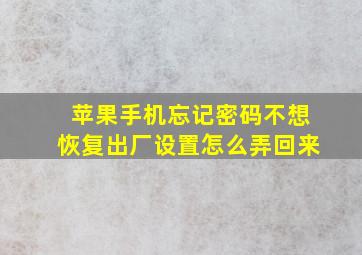 苹果手机忘记密码不想恢复出厂设置怎么弄回来