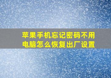 苹果手机忘记密码不用电脑怎么恢复出厂设置