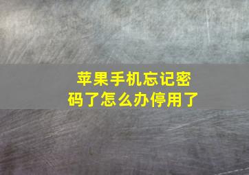 苹果手机忘记密码了怎么办停用了