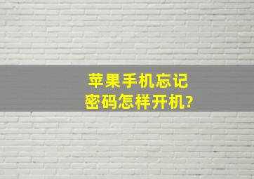 苹果手机忘记密码怎样开机?