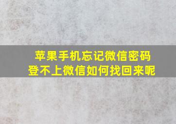 苹果手机忘记微信密码登不上微信如何找回来呢