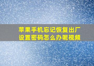 苹果手机忘记恢复出厂设置密码怎么办呢视频