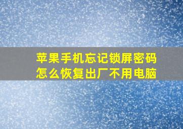 苹果手机忘记锁屏密码怎么恢复出厂不用电脑