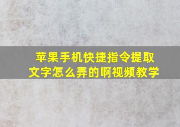 苹果手机快捷指令提取文字怎么弄的啊视频教学