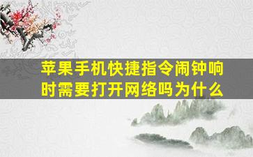 苹果手机快捷指令闹钟响时需要打开网络吗为什么