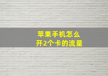 苹果手机怎么开2个卡的流量