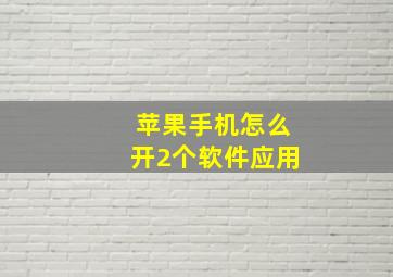 苹果手机怎么开2个软件应用