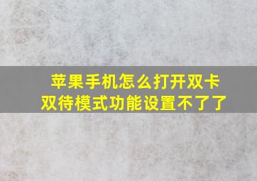 苹果手机怎么打开双卡双待模式功能设置不了了