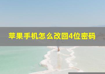 苹果手机怎么改回4位密码