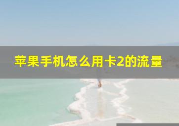 苹果手机怎么用卡2的流量