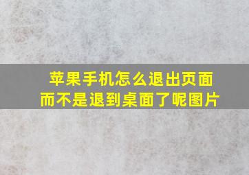 苹果手机怎么退出页面而不是退到桌面了呢图片