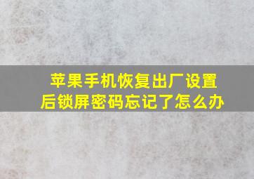 苹果手机恢复出厂设置后锁屏密码忘记了怎么办