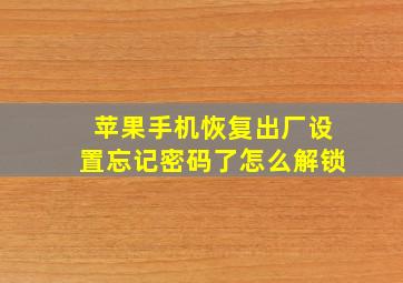 苹果手机恢复出厂设置忘记密码了怎么解锁