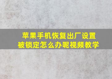 苹果手机恢复出厂设置被锁定怎么办呢视频教学