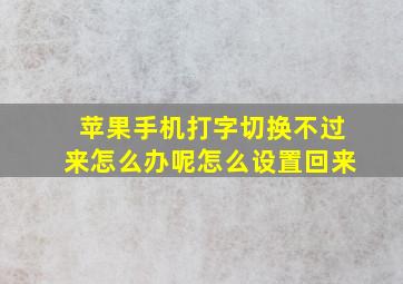 苹果手机打字切换不过来怎么办呢怎么设置回来