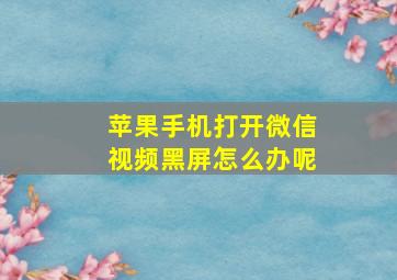 苹果手机打开微信视频黑屏怎么办呢