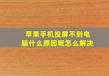 苹果手机投屏不到电脑什么原因呢怎么解决