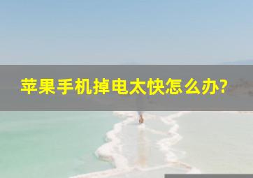 苹果手机掉电太快怎么办?