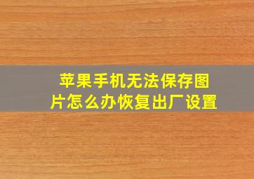 苹果手机无法保存图片怎么办恢复出厂设置