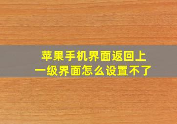 苹果手机界面返回上一级界面怎么设置不了