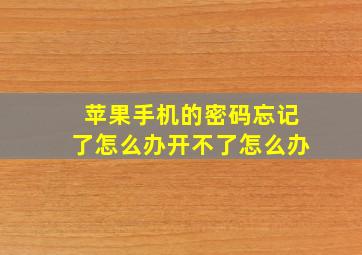 苹果手机的密码忘记了怎么办开不了怎么办