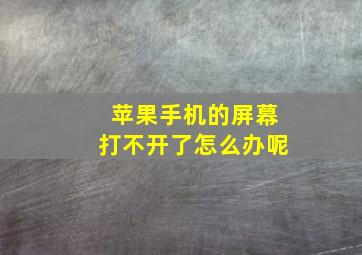 苹果手机的屏幕打不开了怎么办呢