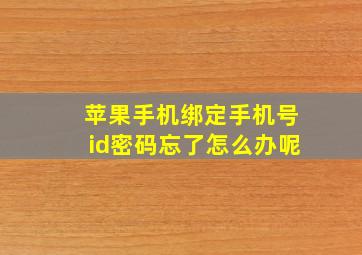 苹果手机绑定手机号id密码忘了怎么办呢