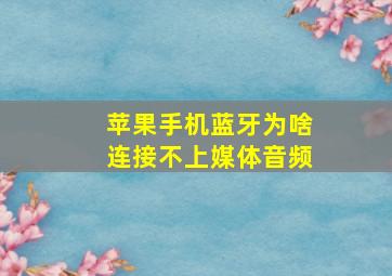 苹果手机蓝牙为啥连接不上媒体音频