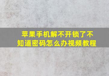 苹果手机解不开锁了不知道密码怎么办视频教程