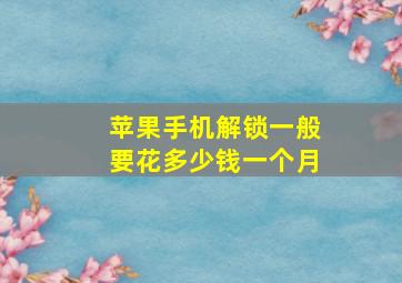 苹果手机解锁一般要花多少钱一个月