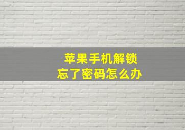 苹果手机解锁忘了密码怎么办