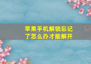 苹果手机解锁忘记了怎么办才能解开