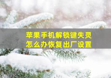 苹果手机解锁键失灵怎么办恢复出厂设置